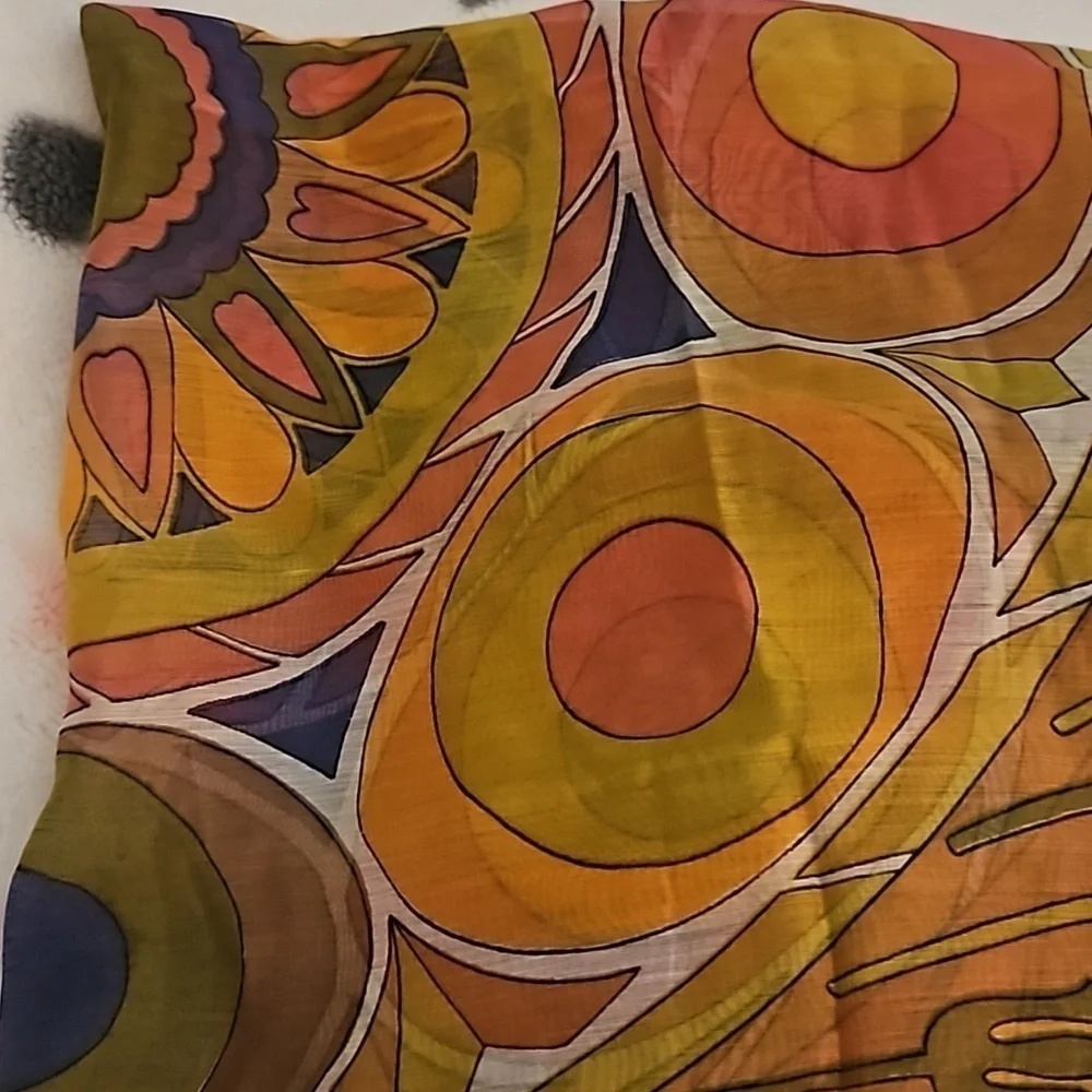 Vintage 1960s Mod Lightweight Semi-sheer Square Scarf